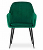 Tapicerowane krzesła z podłokietnikami LUGO butelkowa zieleń - Fotele do jadalni (2 sztuki)