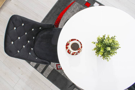 Czarne pikowane krzesła w stylu Glamour AMORE - Tapicerowane krzesła (2 sztuki)