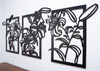 DEKORACYJNY TRYPTYK AŻUROWY, KWIATY, LILIE,  DEKORACJA ŚCIENNA 3D, ORNAMENT, 60 x 160 cm, CZARNY