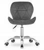 Tapicerowane krzesło biurowe na kółkach ciemnoszare AVOLA - Obrotowy welurowy fotel biurowy