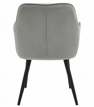 "Krzesło JORK - aksamit srebrno-szary / nogi czarne x 2"