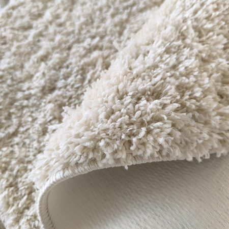 Okrągły dywan Kamel beżowy 120 - Dywan koło, typu shaggy, pluszowy i gładki, kolor kremowy (ecru)