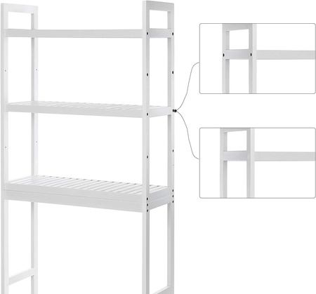 3-poziomowy regał nad WC - Szafka nad pralkę - Biały regał łazienkowy - SONGMICS BTS01WT