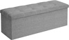 Składana pufa ze schowkiem - Szara pufa do przechowywania 110cm SONGMICS LSF077G05V1