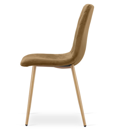 "Krzesło TURIN - brązowy aksamit / nogi kolor drewna x 4"