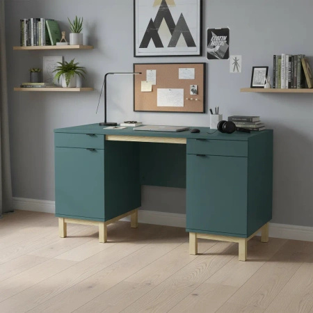 Biurko z dwoma szafkami VERYSIMPL B-MODEL-1 — konfigurowane biurko z szerokim blatem (140–160 cm)