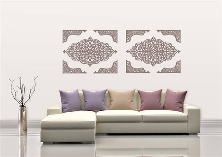 DEKORACYJNE PANELE AŻUROWE, 10 ELEMENTOWA, ARABESKA, DEKORACJA ŚCIENNA 3D, DYPTYK, ZŁOTY