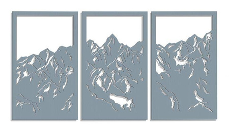 DEKORACYJNY PANEL AŻUROWY, GÓRY, DEKORACJA ŚCIENNA 3D, ORNAMENT, 80 x 150 cm, BIAŁY
