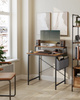 Małe loftowe biurko komputerowe z nadstawką i torbą na dokumenty - VASAGLE LWD080B01V1