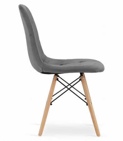 Ciemnoszare krzesła welurowe DUMO (zestaw 2szt) - Nowoczesne krzesła tapicerowane