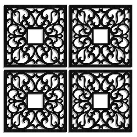 DEKORACYJNE PANELE AŻUROWE, ZESTAW 4 DEKORÓW ŚCIENNYCH CORNEILLE, SHABBY CHIC, FRANCUSKI STYL , CZARNY