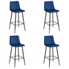 Granatowe hokery POZZA - Tapicerowane, wysokie krzesła barowe z oparciem x4