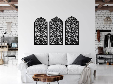 DEKORACYJNY PANEL AŻUROWY, OKNO MAROKAŃSKIE, DEKORACJA ŚCIENNA 3D, ORNAMENT, TRYPTYK , ZŁOTY