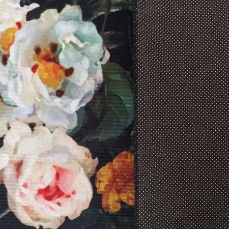 Dywan z poliestru w kwiaty róże czarny Horeca-New 119 - 60x100 cm