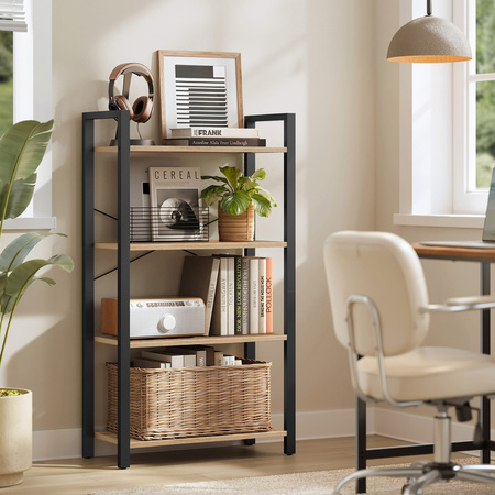 Brązowy regał na książki Loft - Rustykalny regał z półkami (Dąb Sonoma) VASAGLE LLS060B11