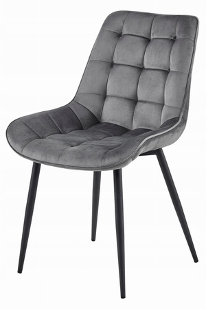 Ciemnoszare krzesła BERA do jadalni (zestaw 4 sztuk) - Tapicerowane pikowane krzesła