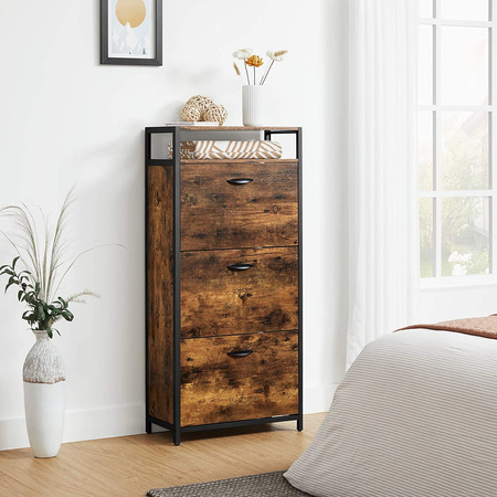 Wysoka szafka na buty uchylna - Loftowy regał na buty do przedpokoju - VASAGLE LBS101B01