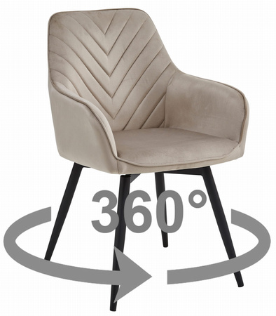 "Krzesło NANA360 - ciemny beż aksamit / nogi czarne x 2"
