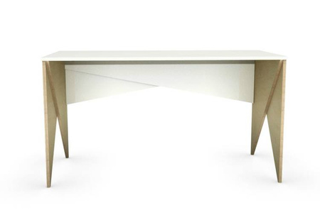 Biurko skandynawskie designerskie - sklejka i biel [szerokość 120 cm] B-PIN44-SIMPLE-120