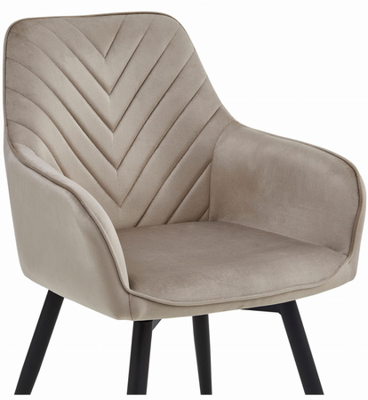 "Krzesło NANA360 - ciemny beż aksamit / nogi czarne x 2"