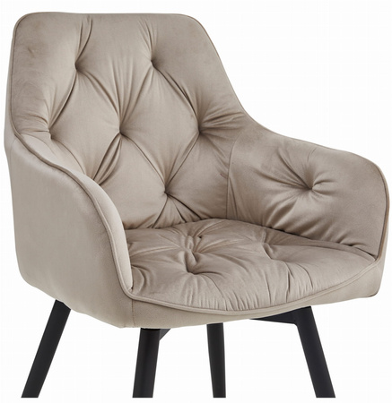 "Krzesło JORK360 - ciemny beż aksamit / nogi czarne x 1"