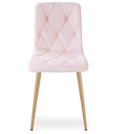"Krzesło LIBRA - jasny róż aksamit / nogi kolor drewna x 3"