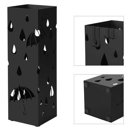 Czarny metalowy parasolnik - Nowoczesny stojak na parasole - SONGMICS LUC49B