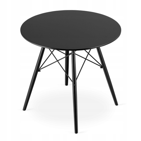 Czarny zestaw stół i 4 krzesła: Okrągły stół TODI 80cm i 4 czarne krzesła MARK