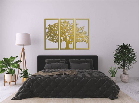 DEKORACYJNY TRYPTYK AŻUROWY, DRZEWO ŻYCIA, DEKORACJA ŚCIENNA 3D, ORNAMENT, 80 x 120 cm, CZARNY