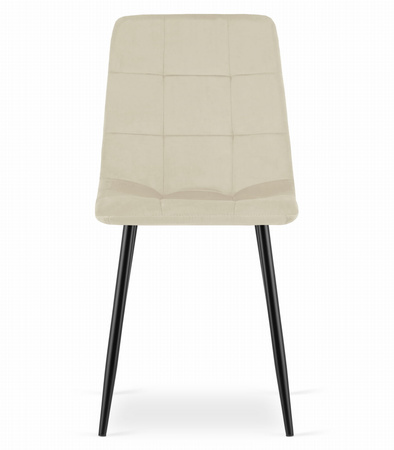 Proste beżowe krzesło KARA pokryte aksamitem - Tapicerowane krzesło kuchenne