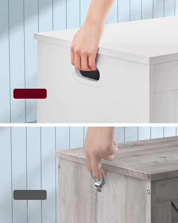 Biały ozdobny kufer drewniany z siedziskiem - Skrzynia drewniana schowek - VASAGLE LHS11WTV1