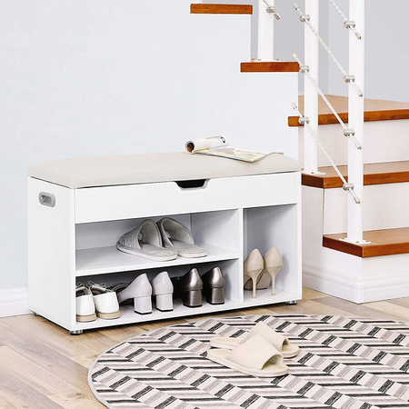 Biała szafka na buty z otwieranym siedziskiem - Siedzisko do przedpokoju - VASAGLE LHS30W