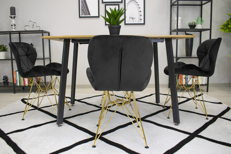 Czarne krzesła NEST - Welurowe, tapicerowane krzesła w stylu glamour (zestaw 3)