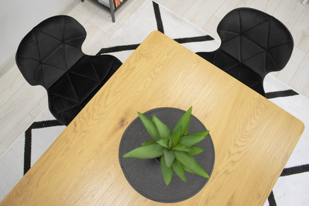 Czarne krzesła NEST - Welurowe, tapicerowane krzesła w stylu glamour (komplet 4)