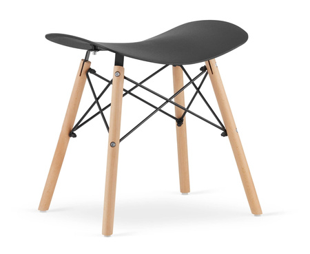 Zestaw 3 czarnych taboretów do kuchni jadalni KORFU - Skandynawskie taborety stołki