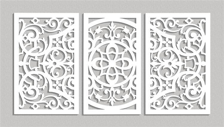 DEKORACYJNY TRYPTYK AŻUROWY, FLORELLE, DEKORACJA ŚCIENNA 3D, ORNAMENT, 80 x 150 cm, CZARNY