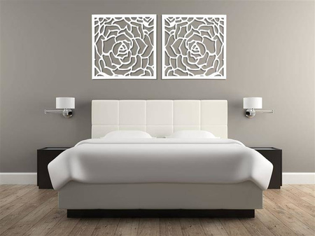 DEKORACYJNY PANEL AŻUROWY, ROSETTE, DYPTYK,DEKORACJA ŚCIENNA 3D, CZARNY