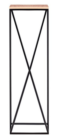 Stojak industrialny / postument / ekspozytor o skośnym stelażu i drewnianym blacie WIZJA / wys. 104 cm