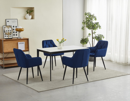 "Krzesło JORK - granat aksamit / nogi czarne x 2"