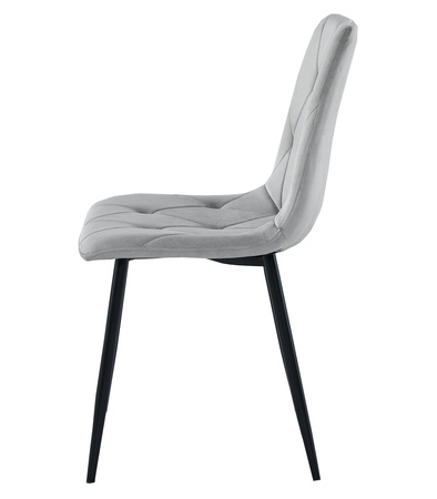 Pikowane krzesło glamour LIBRA - Welurowe krzesło w kolorze srebrnym / szarym