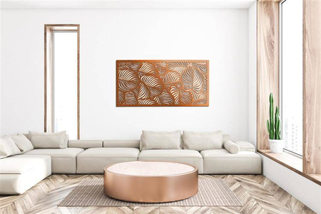 DEKORACYJNY PANEL AŻUROWY, LIŚCIE, DEKORACJA ŚCIENNA  3D, ORNAMENT 60 x 120 cm, CZARNY