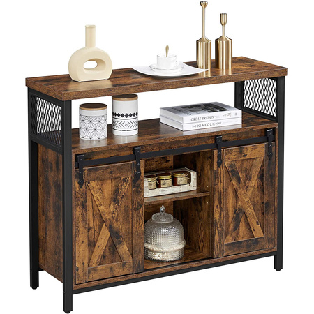 Komoda z przesuwnymi drzwiami Loft - Rustukalna szafka do salonu - Kredens - VASAGLE LSC092B01