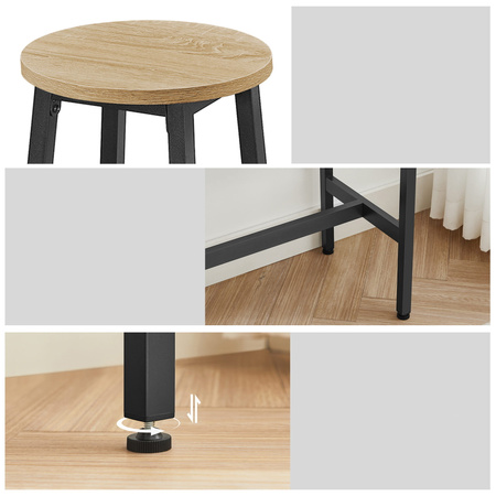 Zestaw mebli: stół barowy i 2 krzesła - stołki barowe (Dąb Sonoma) VASAGLE LBT219B11