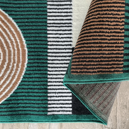 Geometryczny dywan 40x60 / Alfa 18 - Zielony, nowoczesny dywan BCF do salonu