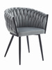 Krzesła tapicerowane szare z aksamitu ORION (2szt) - Welurowe krzesła Warkocz