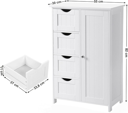 Szafka łazienkowa z szufladami - Biały regał łazienkowy - VASAGLE LHC41W