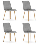 "Krzesło LAVA - jasny szary aksamit / nogi kolor drewna x 4"