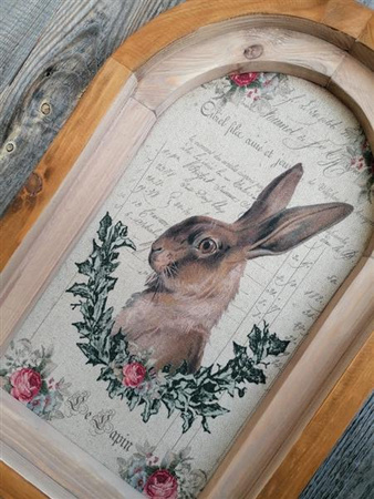 RUSTYKALNA DEKORACJA ŚCIENNA, ZAJĄC, VINTAGE, RETRO STYL