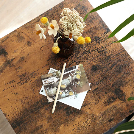 Stolik nocny - Kwadratowy stolik pomocniczy Loft z półką (Brąz Vintage) VASAGLE LET41X