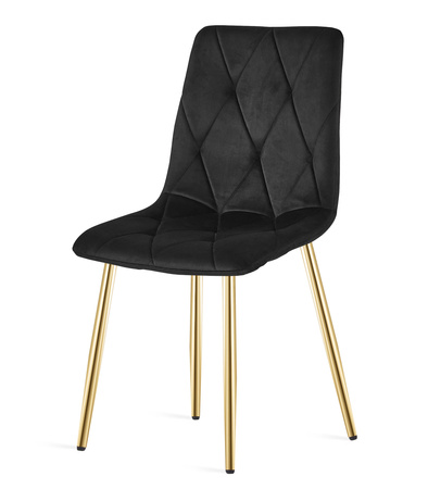 "Krzesło LIBRA - czarny aksamit / nogi kolor złoty x 4"